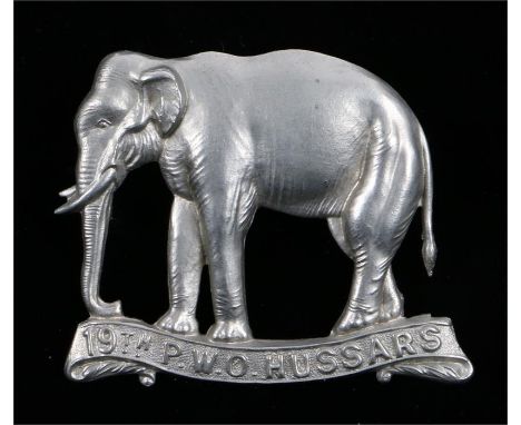 Victorian 19th Hussars O/R's cap badge, two pinched, toned, loops to reverse, K& K 776