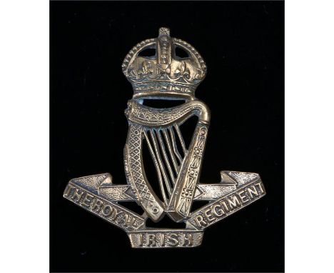 Edwardian O\R's cap badge to the Royal Irish Regiment, two loops to the reverse, K&K 614