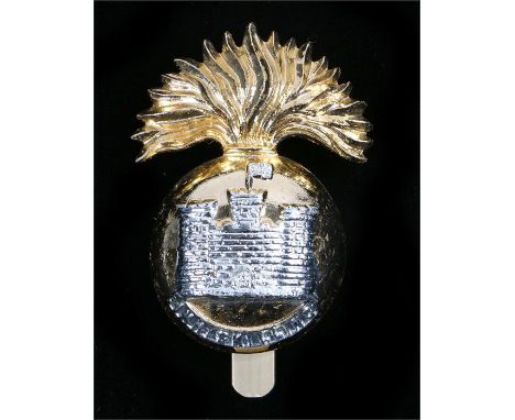 O\R's cap badge to the Royal Inniskilling Fusiliers in anodised aluminium, slider to the reverse, marked Firmin London, K&K 1
