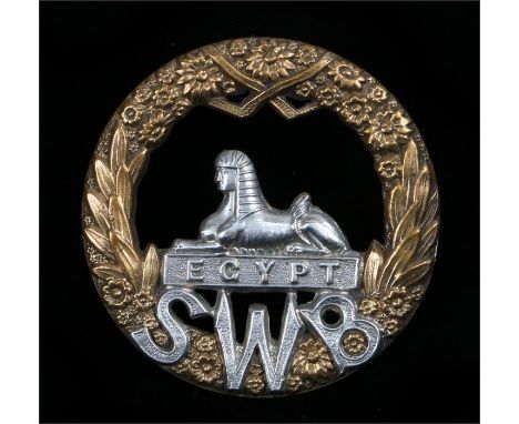 Victorian/Edwardian O\R's cap badge to the South Wales Borderers, two loops to the reverse, K&K 624