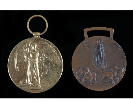 First World War Victory medal, (L-15107 PTE. H. T. ROWLAND R. FUS) together with Italian Allied Victory Medal, (2)