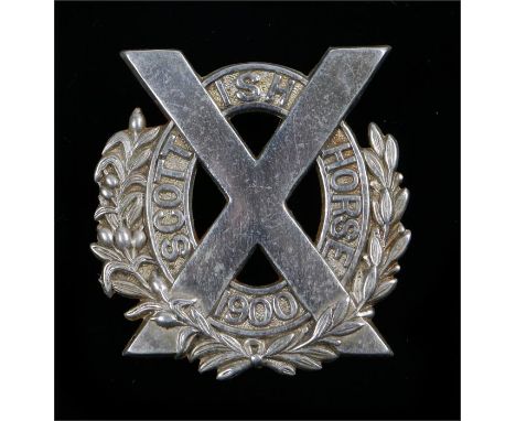 O\R's cap badge to the Scottish Horse, two loops to the reverse, K&K 1385