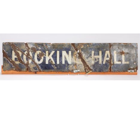 Booking Hall railway enamel sign, in blue and white AF