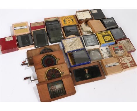 Collection of magic lantern slides, to include views of the Thames, seaside views, Jack the Giant killer, Mickey Mouse, etc, 
