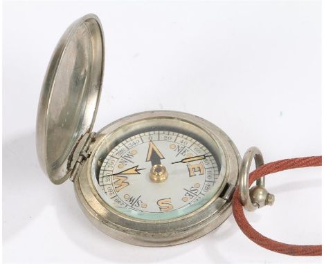 First World War pocket compass, Dennison Birmingham VI, 52673, 1917, with an enclosed silvered dial, 46mm diameter