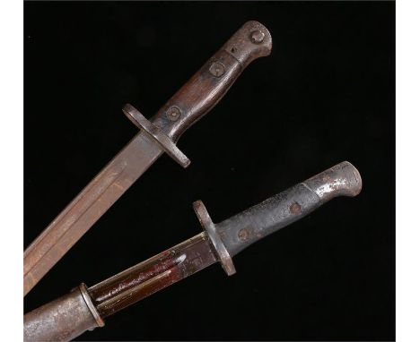A British 1907 pattern bayonet by the maker Wilkinson, various stamps, together with another bayonet, possibly an Austrian Ma