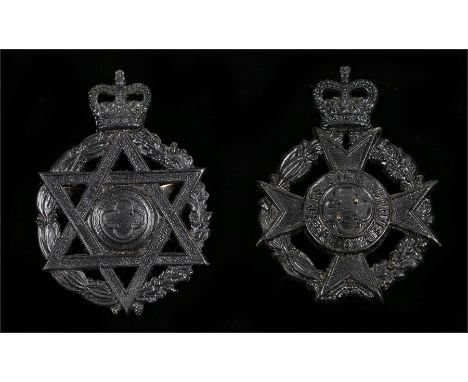 Elizabeth II pattern Royal Army Chaplains Department Jewish Chaplains cap badge, two blades to the reverse, K&K 2113, togethe