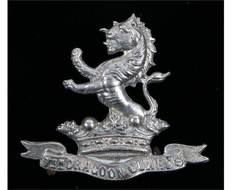 Victorian 7th Dragoon Guards O/R's cap badge three loops to reverse, two pinched,K&K 748