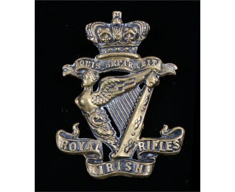 Victorian Royal Irish Rifles glengarry badge, two loops to the reverse, K&K 689