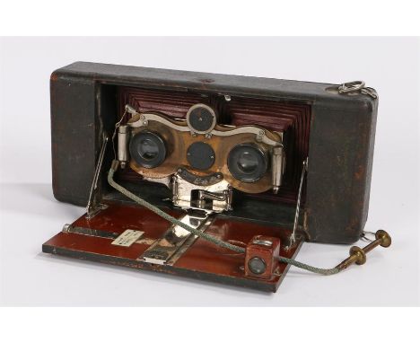 Eastman Kodak Blair Camera Co Stereo Hawkeye, Model No. 2 camera with leather clad case