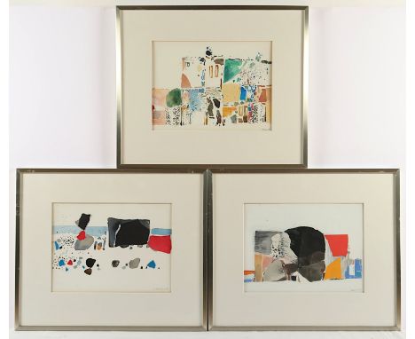 KOLLER, Oskar, "o.T.", Serie von drei Arbeiten, Aquarell/Papier und Collagen, ca. 29 x 37, unten rechts signiert und datiert 