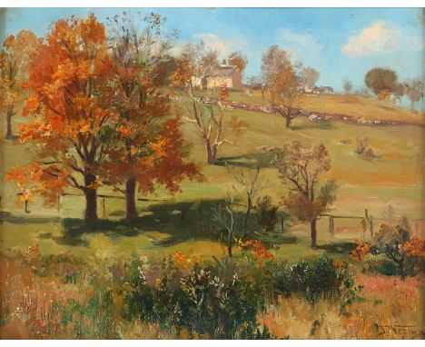 VEZIN, Frederick (1859-1942), "Landschaft mit Haus", Öl/Lwd., 32 x 41, auf Karton aufgezogen, unten rechts signiert und "05" 