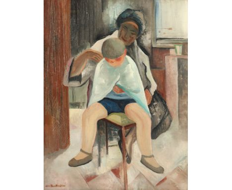 BURKHALTER, Jean, (1895-1982) "Chez le Coiffeur", Öl/Lwd., 64 x 50, besch., unten links signiert, R.