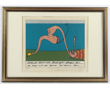 SCHRÖDER-SONNENSTERN, Friedrich, "Schnell kommt der Kopf", Farbserigrafie, 31 x 38, nummeriert 68/150, handsigniert und datie
