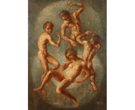 FROHNE, Hans (1905-1955), "Der Reigen", Öl/Lwd., 196 x 140, unten rechts signiert und "34" datiert, R.