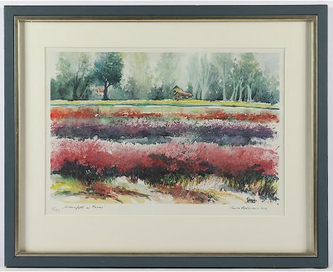 HARTMANN, Christa, "Asternfeld in Traar", Farboffset, 30 x 46, nummeriert 3/180, betitelt, handsigniert und datiert 1989, R.