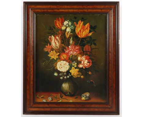 MONOGRAMMIST WOHL 19.JH., "Stilleben mit Eidechse und Insekten", Öl/Lwd., 49,5 x 40,5, doubliert, unten rechts monogrammiert 