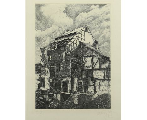 OLBERG, "Haus", Original-Radierung, 24 x 17, bez. E.A., handsigniert und datiert '87, R.