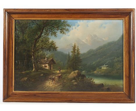 BÖHM, Eduard (1830-1890), "Partie bei Salzburg", Öl/Lwd., 31,5 x 47, verso originales Künstleretikett sowie Titelangabe, R.