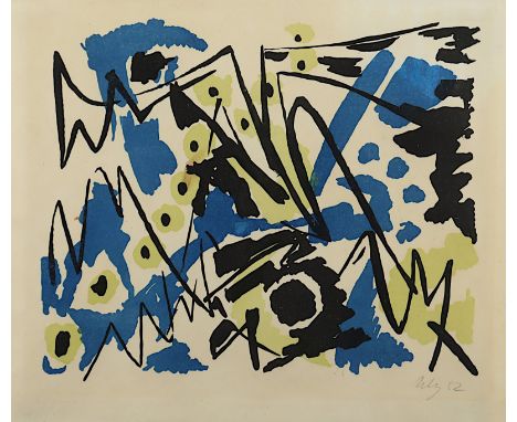 NAY, Ernst Wilhelm, "o.T.", Original-Farblithografie, ca. 20 x 24, handsigniert und datiert, 1952, WV Gabler 39, etwas besch.