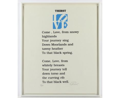 INDIANA, Robert, Blatt aus "The book of LOVE", Farbserigrafie, 61 x 50,5, nummeriert 40/200, handsigniert, 1996, R.