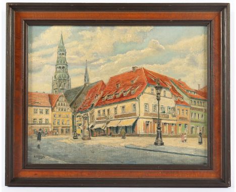 RUDOLPH, Arthur (1885-1959), "Marktplatz von Zwickau", Öl/Lwd., 29,5 x 37,5, unten links signiert und "1928" datiert, R.