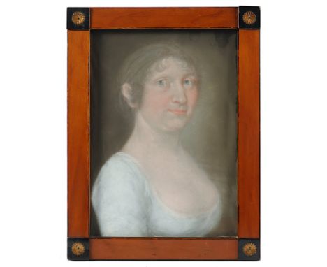 PORTRAITMALER DES 19.JH., "Bildnis einer Frau", Pastell/Papier, 28 x 20, besch., R.