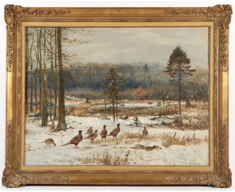 LORENZ, Willi (1901-1981), "Winterlandschaft mit Fasanen", Öl/Lwd., 60 x 80, unten rechts signiert, R.