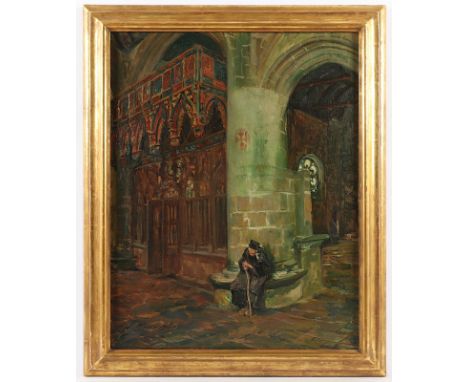 MIDY, Arthur (1887-1944), "Kircheninterieur", Öl/Malplatte, 64 x 51, unten links signiert, R.