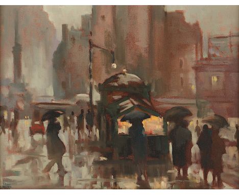 DILLON, John Knox (*1903), "Nächtliches New York", Öl/Lwd., 36 x 46, unten rechts signiert und "1961" datiert, R.