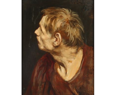 GEBHARDT, Eduard Karl Franz von (1838-1925), "Kopfstudie eines Mannes", Öl/Papier/Holz, 38 x 29, besch., oben rechts signiert