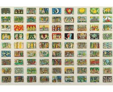 RIZZI, James, "81 Rizzi prints on the wall", 3-d-Konstruktion, ca. 70 x 100 (Passepartoutausschnitt), nummeriert 31/99, betit