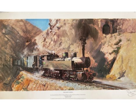 Terence Cuneo Hand signed 32x19 Colour Print Titled 'The Climb To Asmara'. Good condition Est.