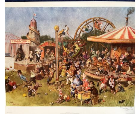 Terence Cuneo Hand signed Colour Print 25x30 titled 'The Cheese Fair'. Good condition Est.