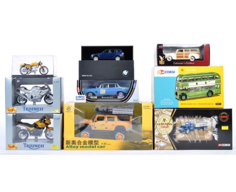 A large collection of x9 assorted scale diecast model cars and other vehicles of various makers to include:- Revel Mercedes B