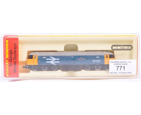 An original vintage Hornby Minitrix made N Gauge model railway train set locomotive N210 Class 47 47170 County Of Norfolk die