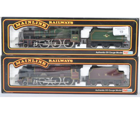 Two original vintage Palitoy Mainline made 00 gauge model railway train set locomotives comprising 37-060 4-6-0 Reubilt Scot 
