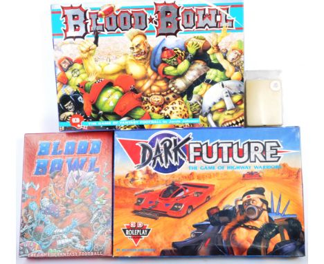 A collection of rare original vintage Games Workshop Warhammer Blood Bowl and Dark Future wargaming sets comprising Dark Futu