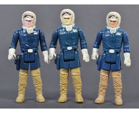A collection of x3 vintage Palitoy / Kenner made Star Wars action figures - all variations of ' Han Solo In Hoth Battle Gear 