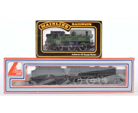 Two original vintage 00 gauge model railway train set locomotives comprising Lima Models 205120 BR 42700 2-6-0 loco &amp; ten