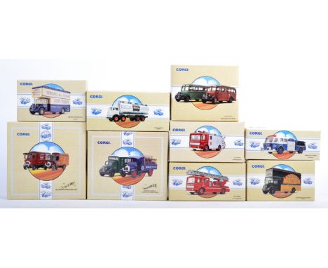 A large collection of x9 Corgi Classics made boxed diecast model vehicles from the Commercial and Fire vehicles range. Includ