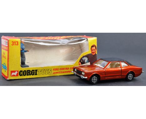 A rare original vintage Corgi Whizzwheels Promotional diecast model No. 313 Ford Cortina GXL ' Graham Hill ' Whizzwheels. Wit