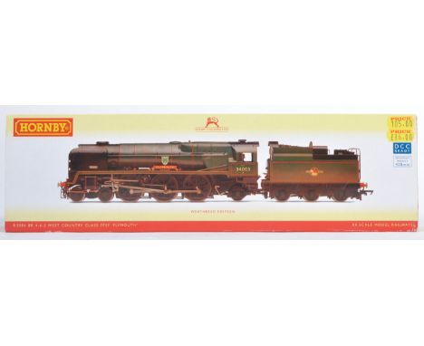 A Hornby made 00 gauge model railway trainset locomotive engine No. R2584 - British Railway 4-6-2 Rebuilt West Country Class 