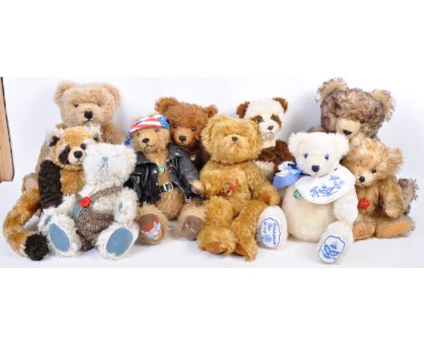 A collection of x10 assorted original Hermann made soft toy teddy bears. The collection to include:- Naseweis 218/1000- Born 