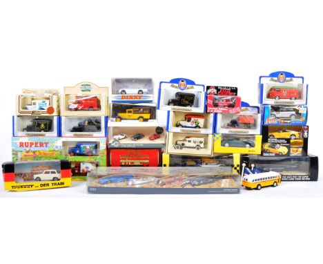 A large collection of assorted model diecast to include makers Matchbox Models Of Yesteryear, Maisto, Oxford Diecast, Burago,