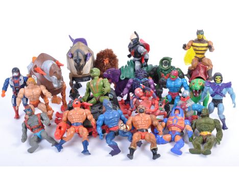 A collection of original vintage 1980's Mattel made Masters Of The Universe MOTU action figures and vehicles. Figures to incl