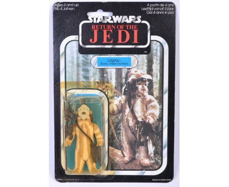 An original vintage 1983 Palitoy made Star Wars carded action figure ' Logray - Ewok Medicine Man '. Upon its original 65 bac