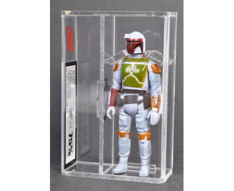 A rare original vintage Palitoy made Star Wars action figure ' Boba Fett '. Original Tri-Logo Unpainted Knee and lighter-colo