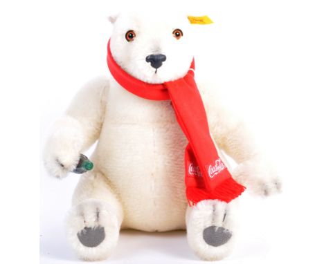 An original Steiff made soft toy teddy bear 654831 ' The Coca-Cola Bear ' In the form of the iconic polar bear mascot complet