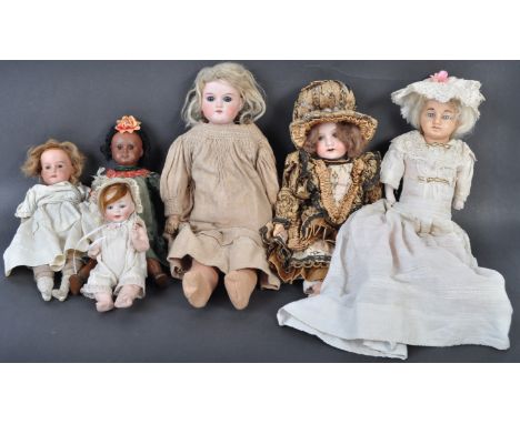 A collection of assorted antique French and German made bisque headed dolls of various makers to include DEP, Armand Marseill